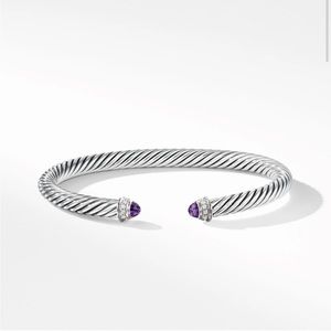 David Yurman Cable Classics Bracelet Sterling Silver Amethyst & Pavé Diamonds